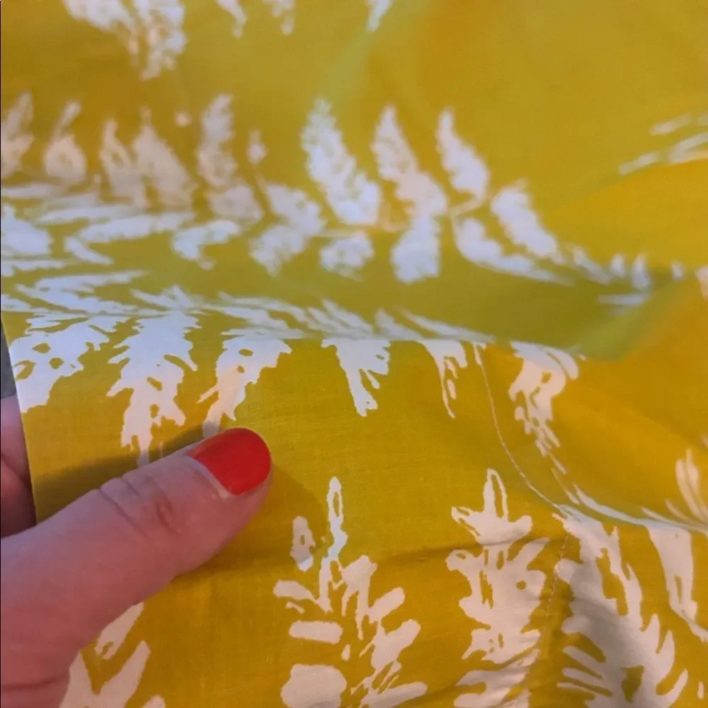 🎀Vintage 🎀 Wamsutta Mustard Yellow & White Floral Fern Twin XL Flat Sheet 70x102